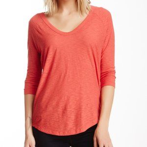 James Perse Curved Hem Baseball Tee